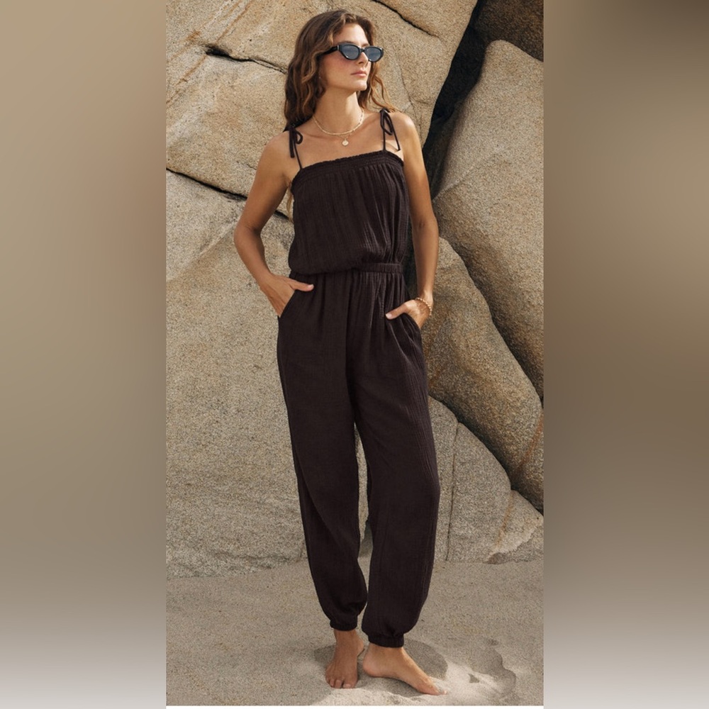 Z Supply Kiara Gauze Women’s Jumpsuit Size M Black.